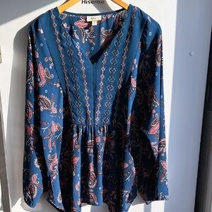 Max Studio Navy Paisley Blouse